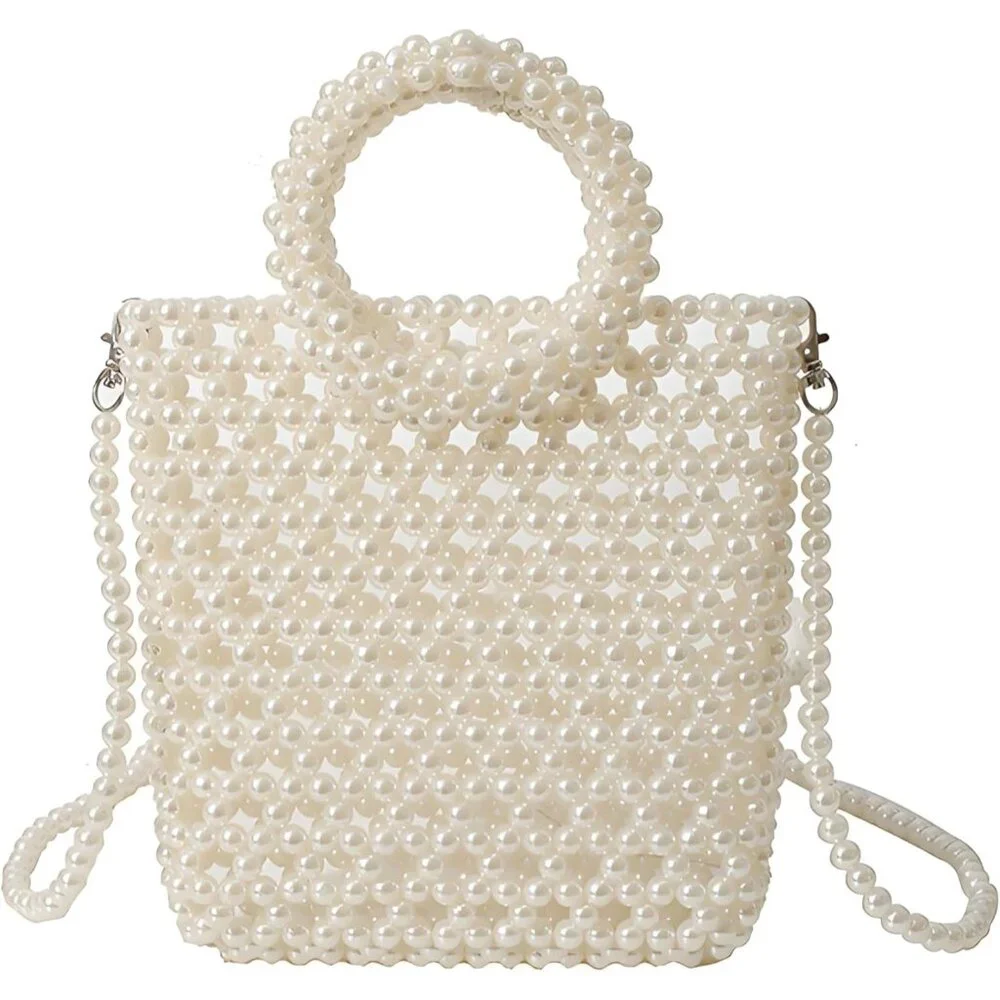 Compact Women’s Pearl Crossbody Bag with Detachable Chain - Ideal for Parties